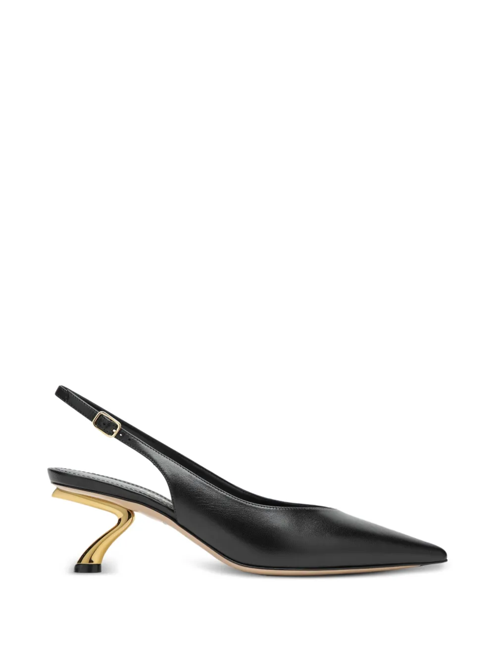 Ferragamo S-shaped heel slingback pumps Zwart