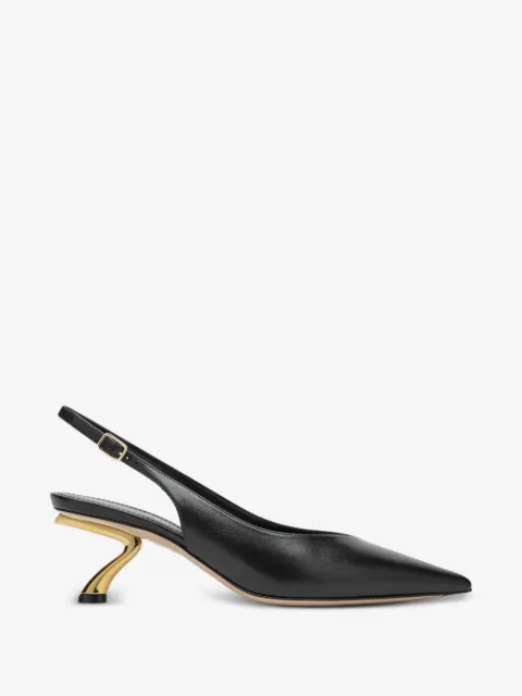 Ferragamo S-shaped heel slingback pumps