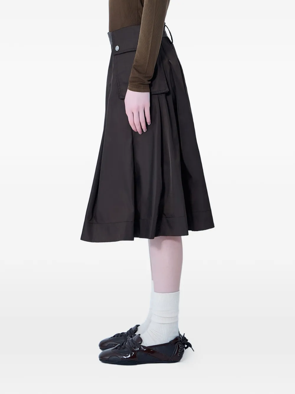 GANNI Duchesse midi skirt - Marrone