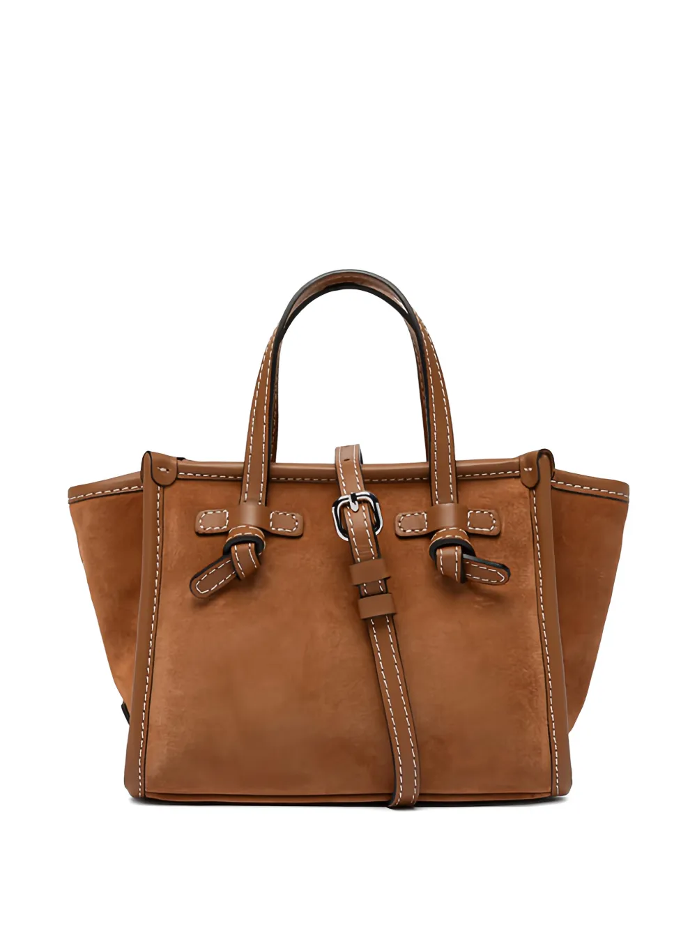 MARCELLA CLUB small Miss Marcella knotted suede tote bag - Marrone