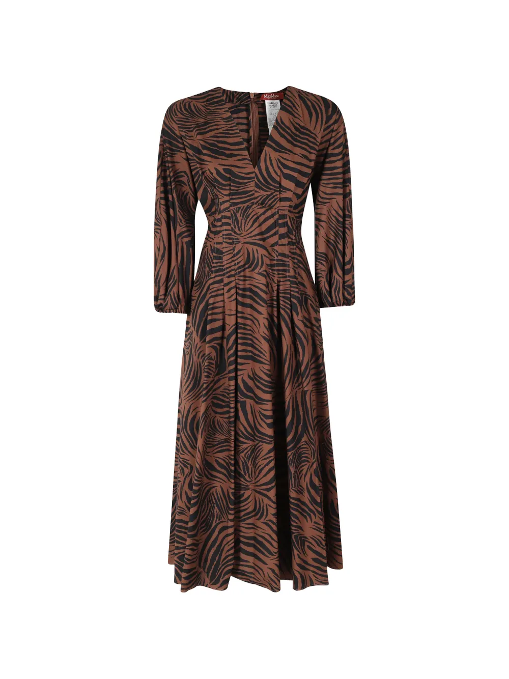 Max Mara Mstastice zebra-print V-neck midi dress - Brown