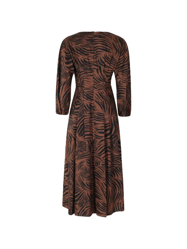 brown zebra print midi dress Limited Collection Women's Plus Size Brown Zebra Print Puff Sleeve Midi Dress Size 18-20