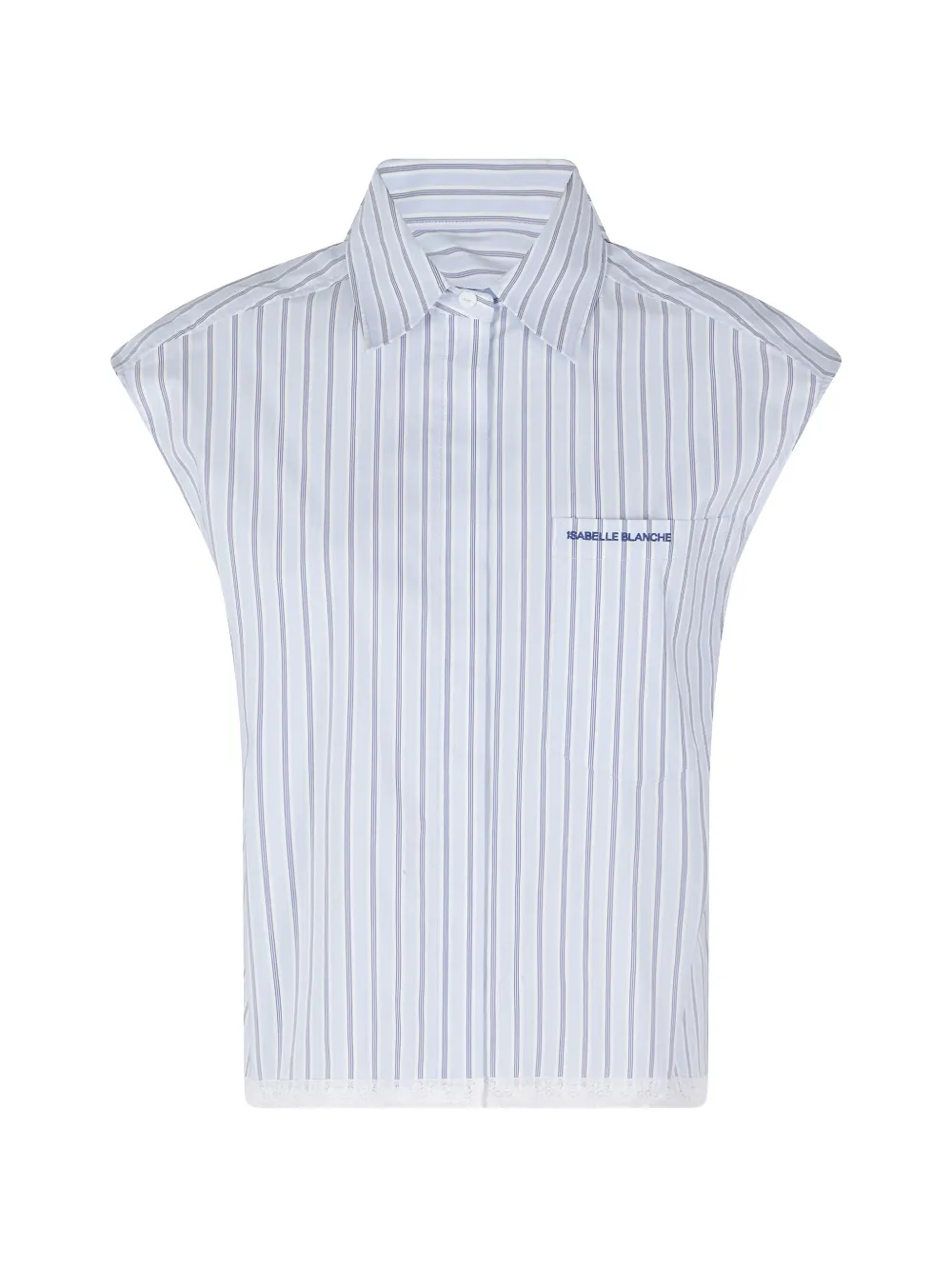 Isabelle Blanche striped-pattern lace-trim shirt - Blu