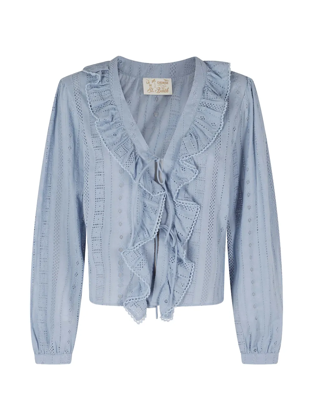 MC2 Saint Barth Broderie anglaise shirt met ruches Blauw