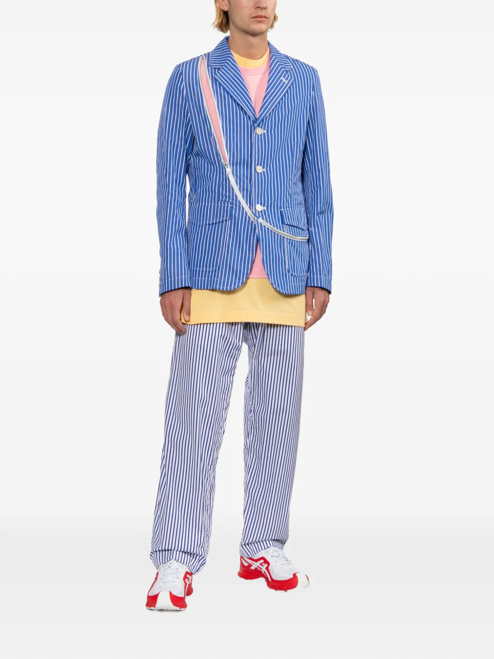 Comme Des Garçons Shirt Gestreept colbert met ritsdetail en strepen Blauw