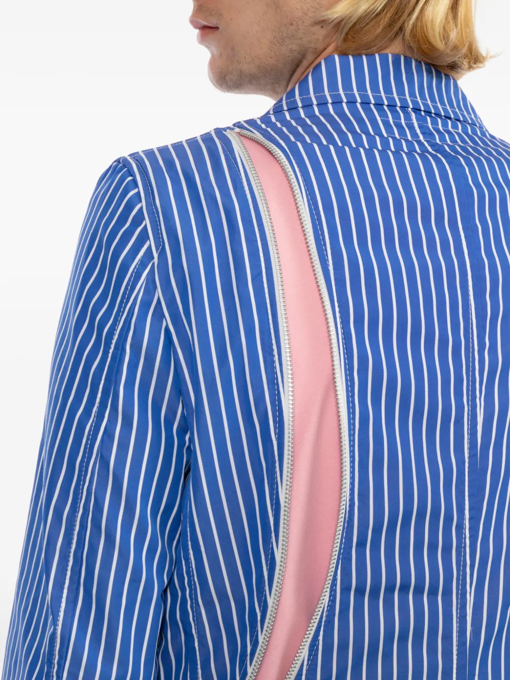 Comme Des Garçons Shirt Gestreept colbert met ritsdetail en strepen Blauw