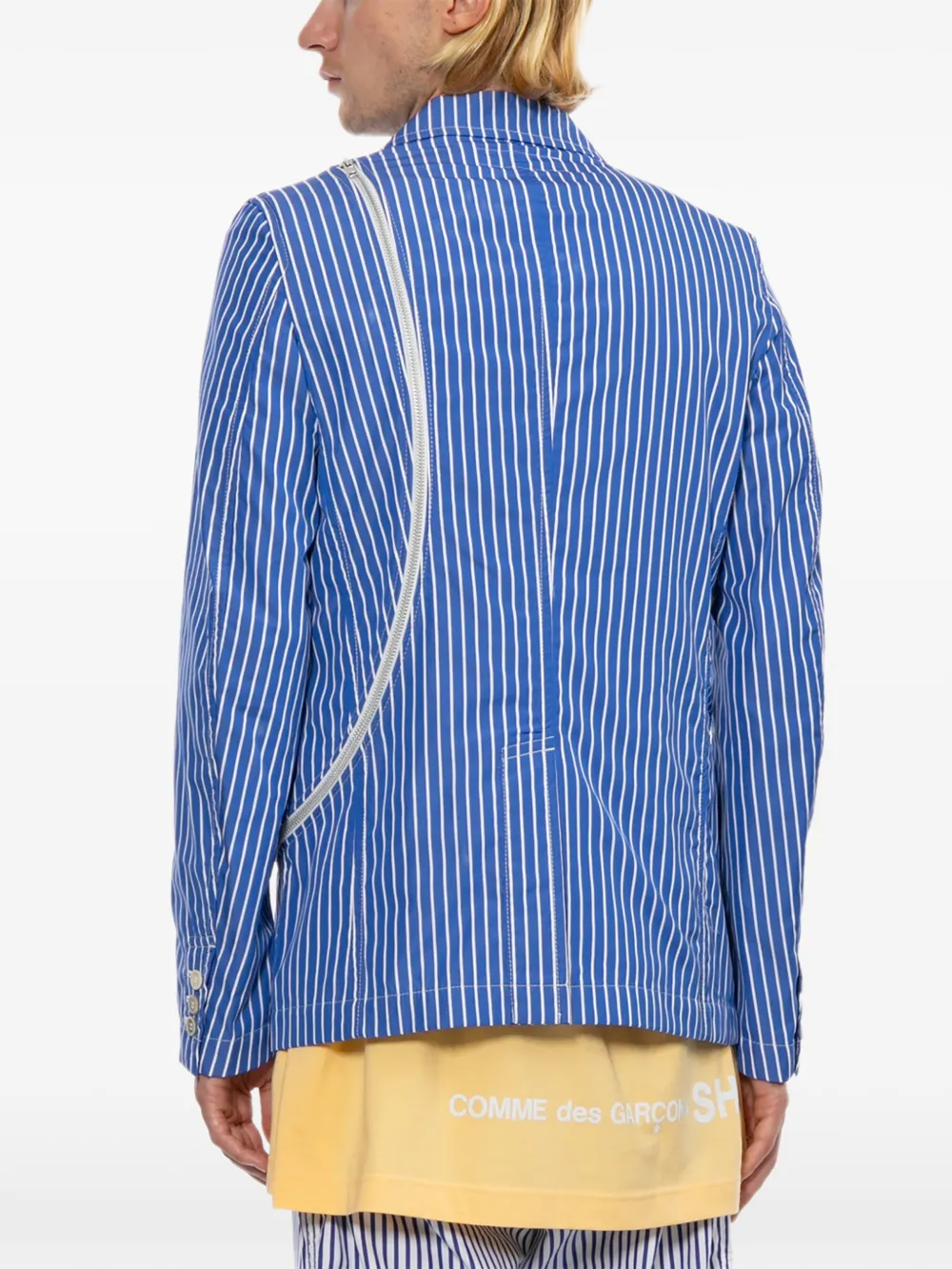 Comme Des Garçons Shirt Gestreept colbert met ritsdetail en strepen Blauw