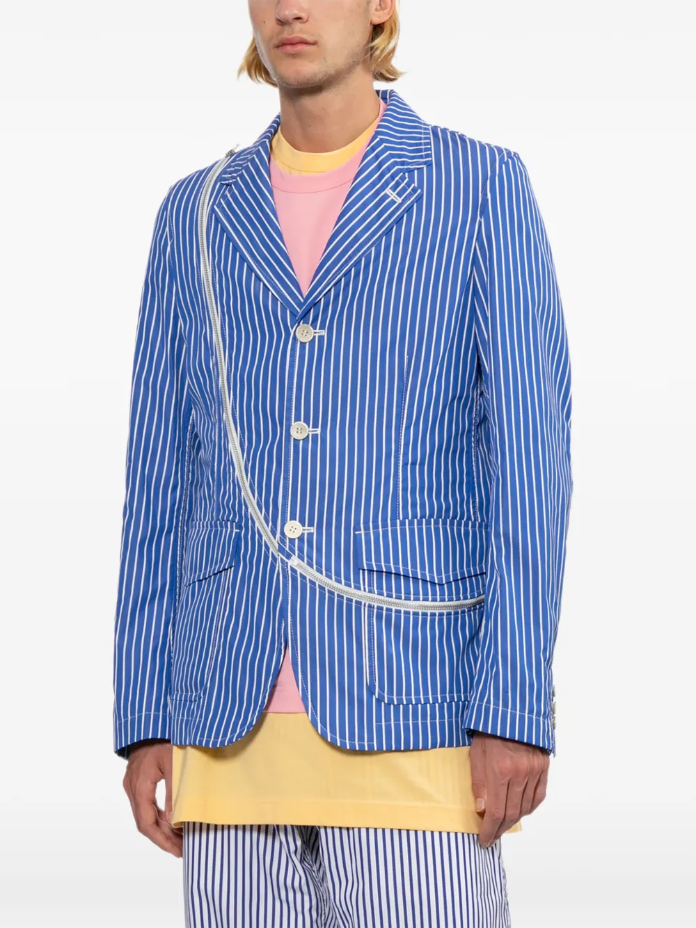 Comme Des Garçons Shirt Gestreept colbert met ritsdetail en strepen Blauw