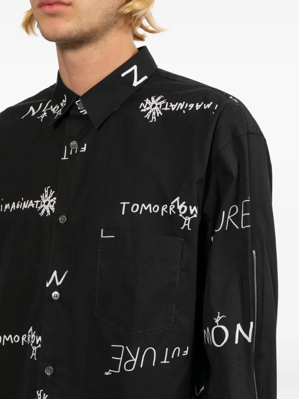 Comme Des Garçons Shirt Overhemd met grafische print Zwart
