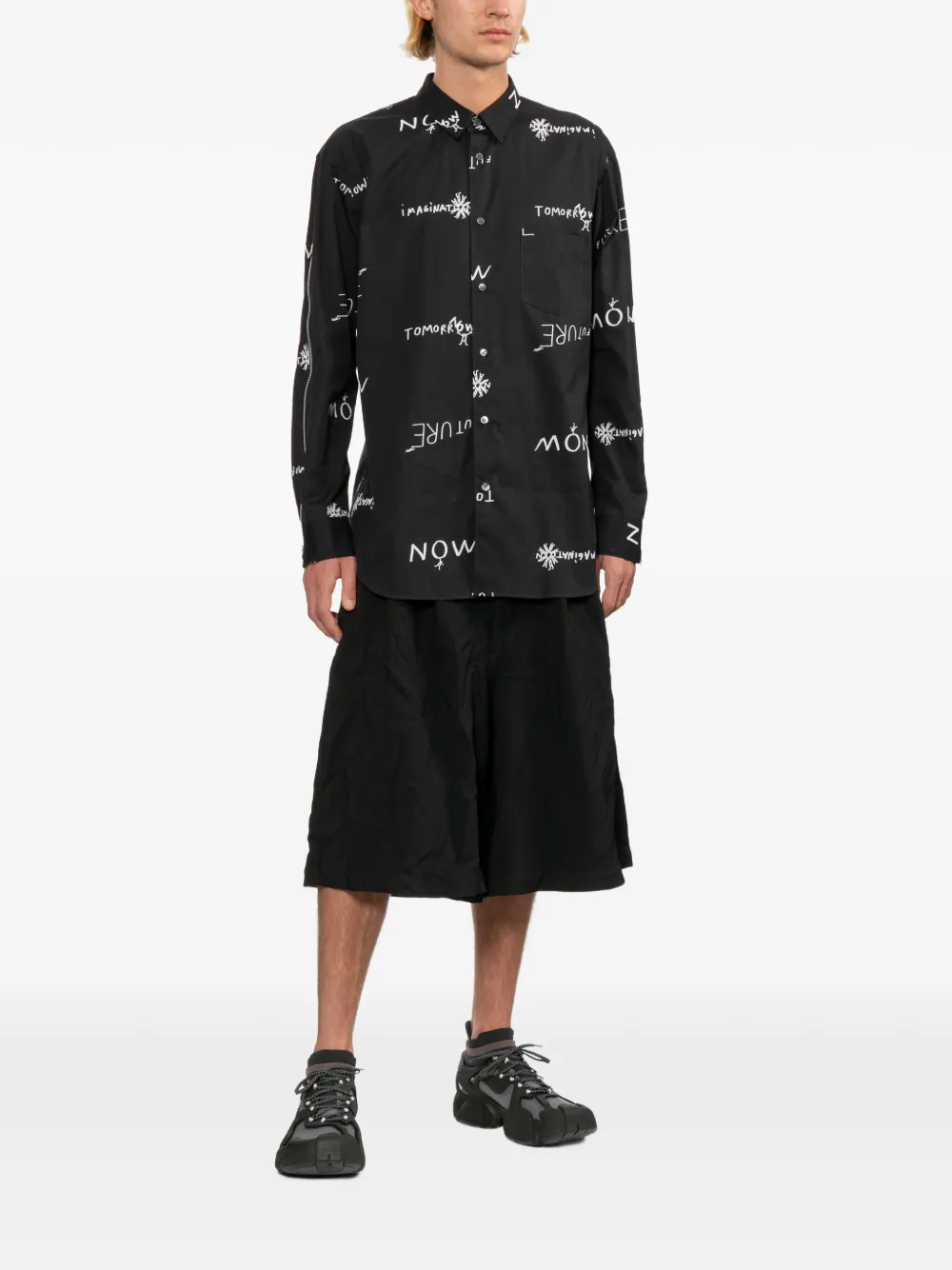 Comme Des Garçons Shirt Overhemd met grafische print Zwart