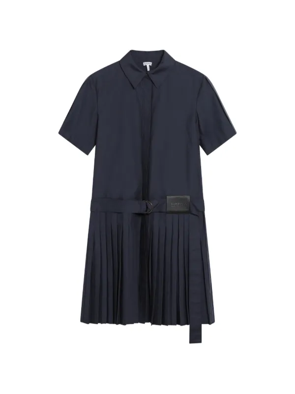 Loewe Pleated Dress in Cotton Blend in Blue