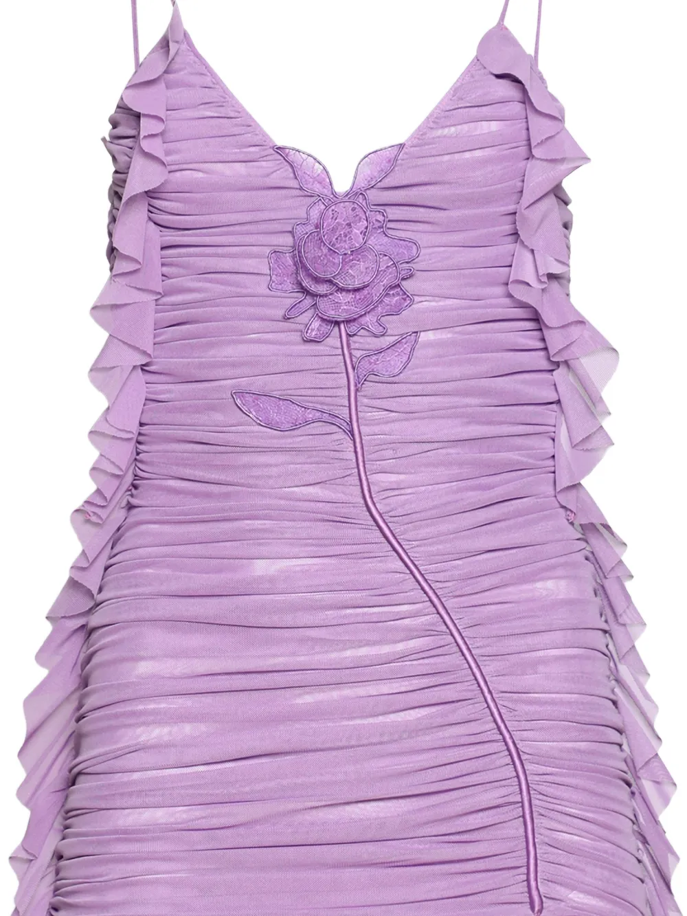 David Koma Mini-jurk met ruches en kanten roos Paars