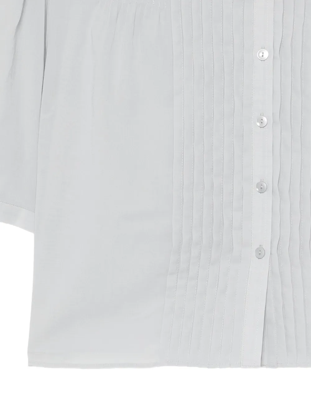 Low Classic Gesmockte blouse met hoge hals Blauw