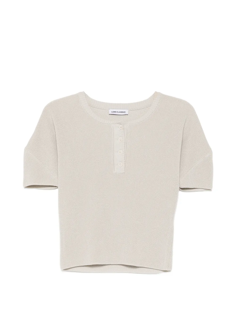 Low Classic puff-sleeve Henley-neck knitted top - Grau