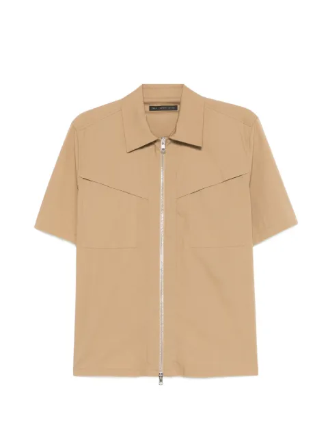 Low Brand zip-up patch-pocket shirt