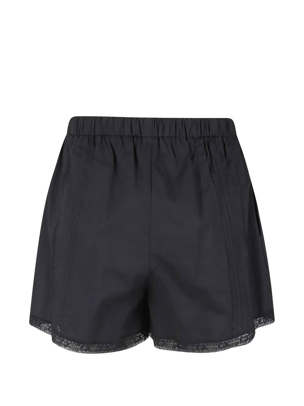 Isabelle Blanche Shorts met afwerking van kant en gesmockt detail Zwart