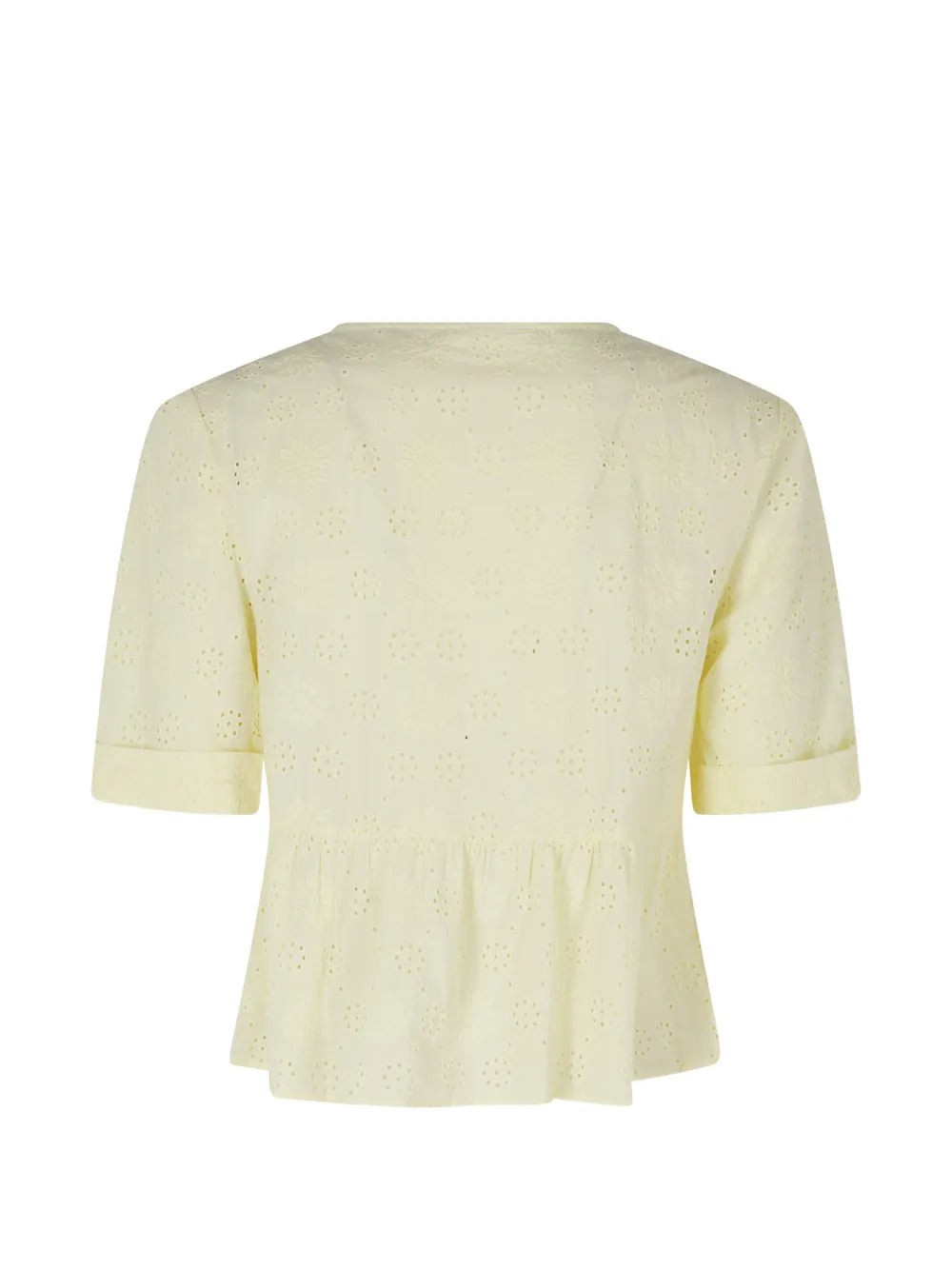 MC2 Saint Barth Alyson peplum blouse met broderie anglaise Geel