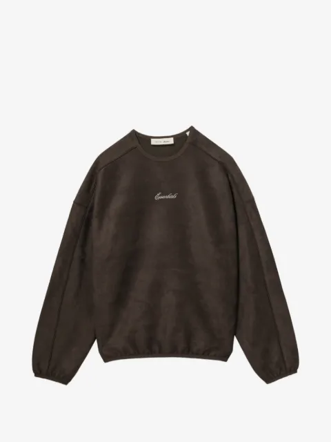 ESSENTIALS logo-embroidered suede-effect sweater