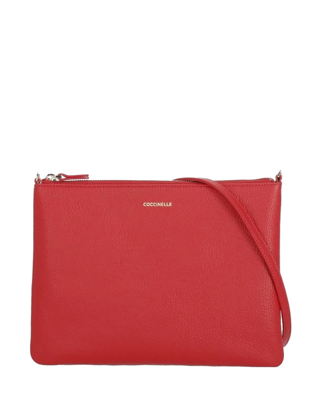 Coccinelle logo-print leather clutch bag - Rosso