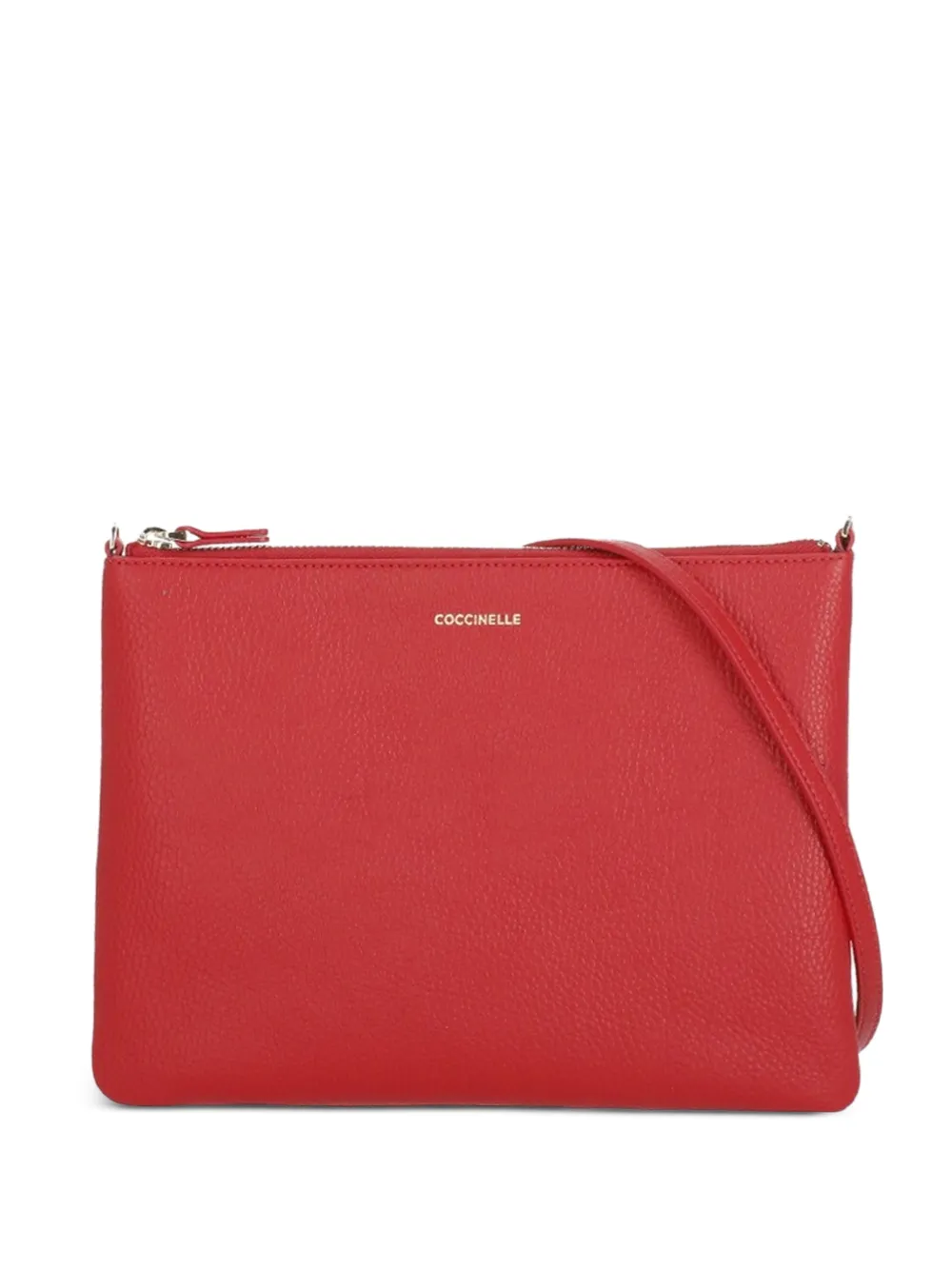 Coccinelle logo-print leather clutch bag - Rosso