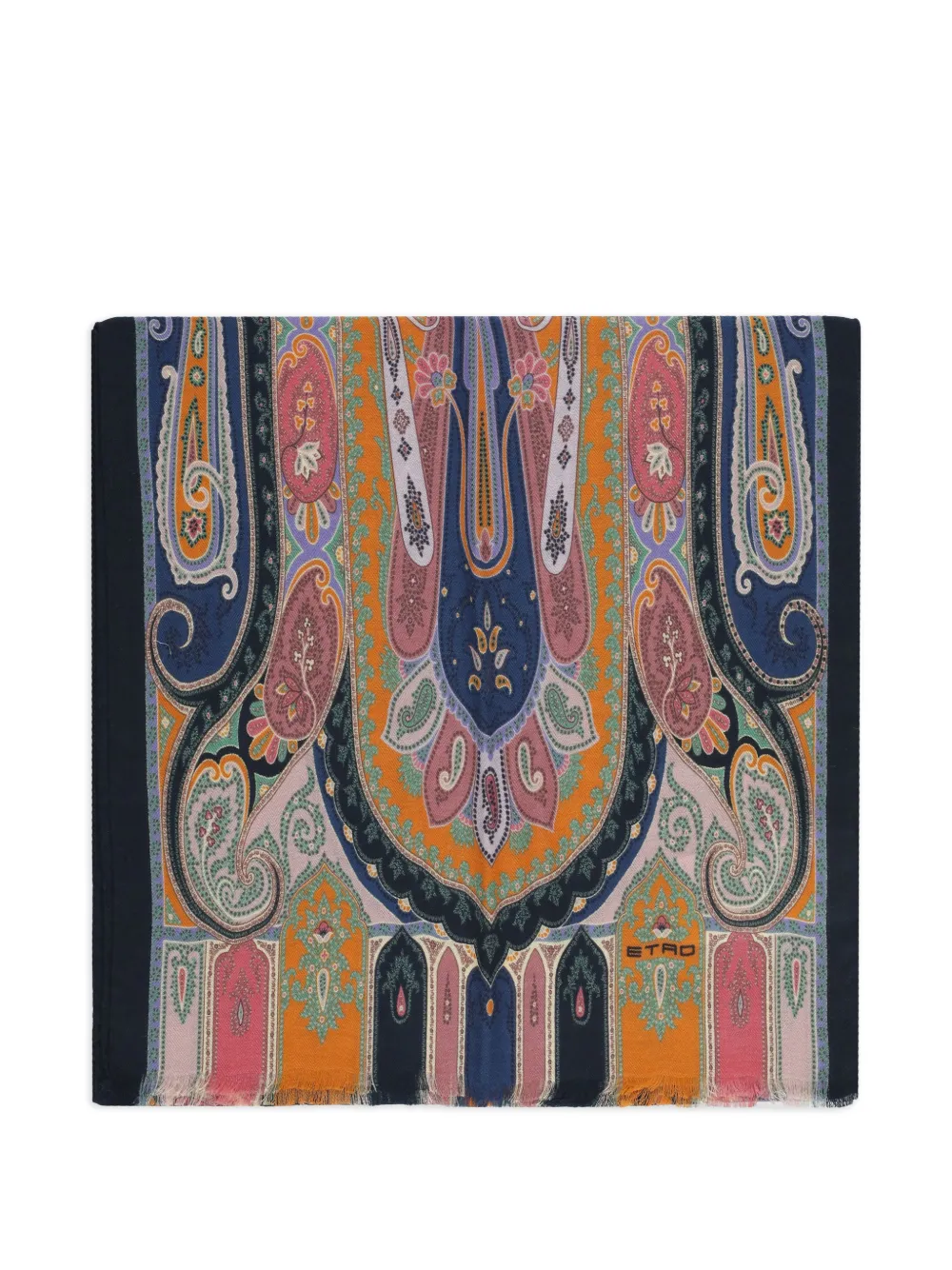 ETRO paisley-print fringed scarf - Black