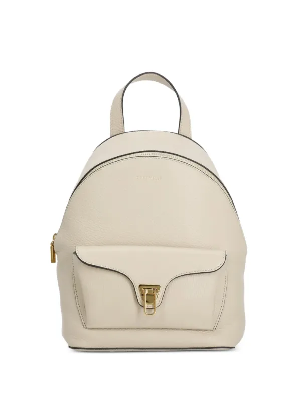 coccinelle mini backpack Coccinelle Beat Pebbled Leather Small Backpack | Neutrals