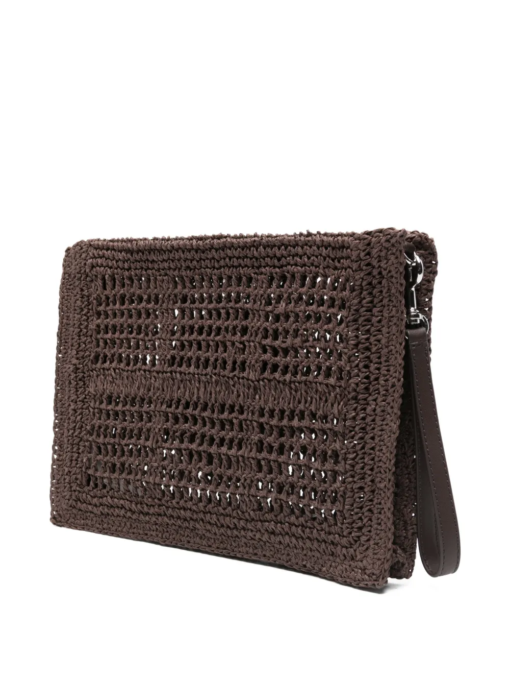 Tory Burch Geweven clutch met logopatch Bruin