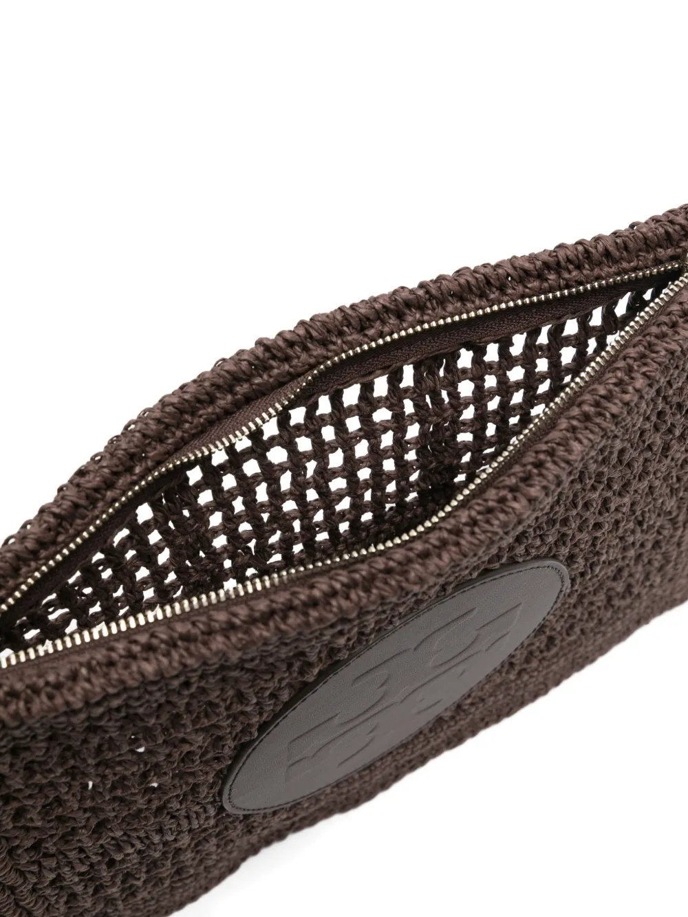 Tory Burch Geweven clutch met logopatch Bruin