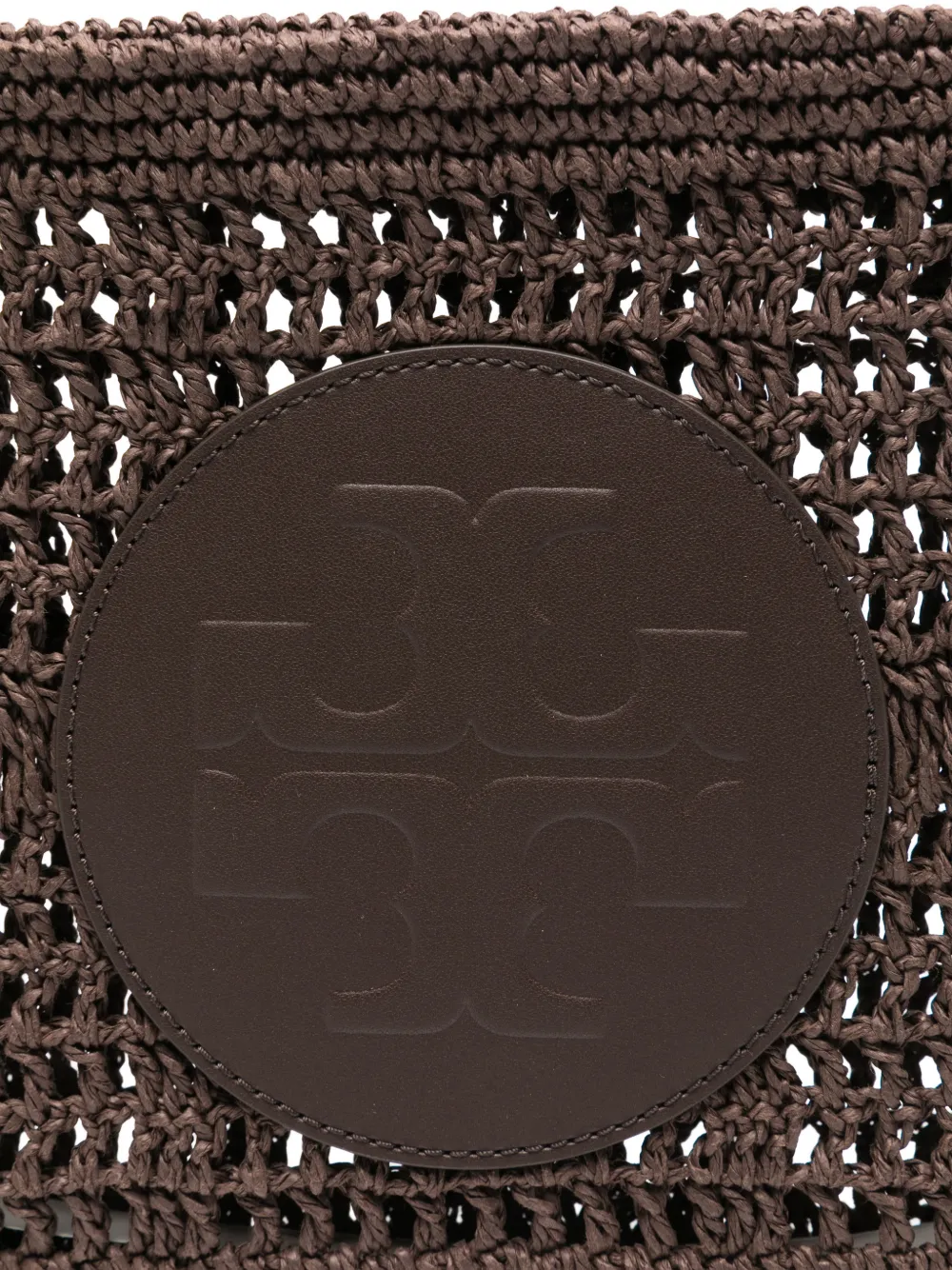 Tory Burch Geweven clutch met logopatch Bruin