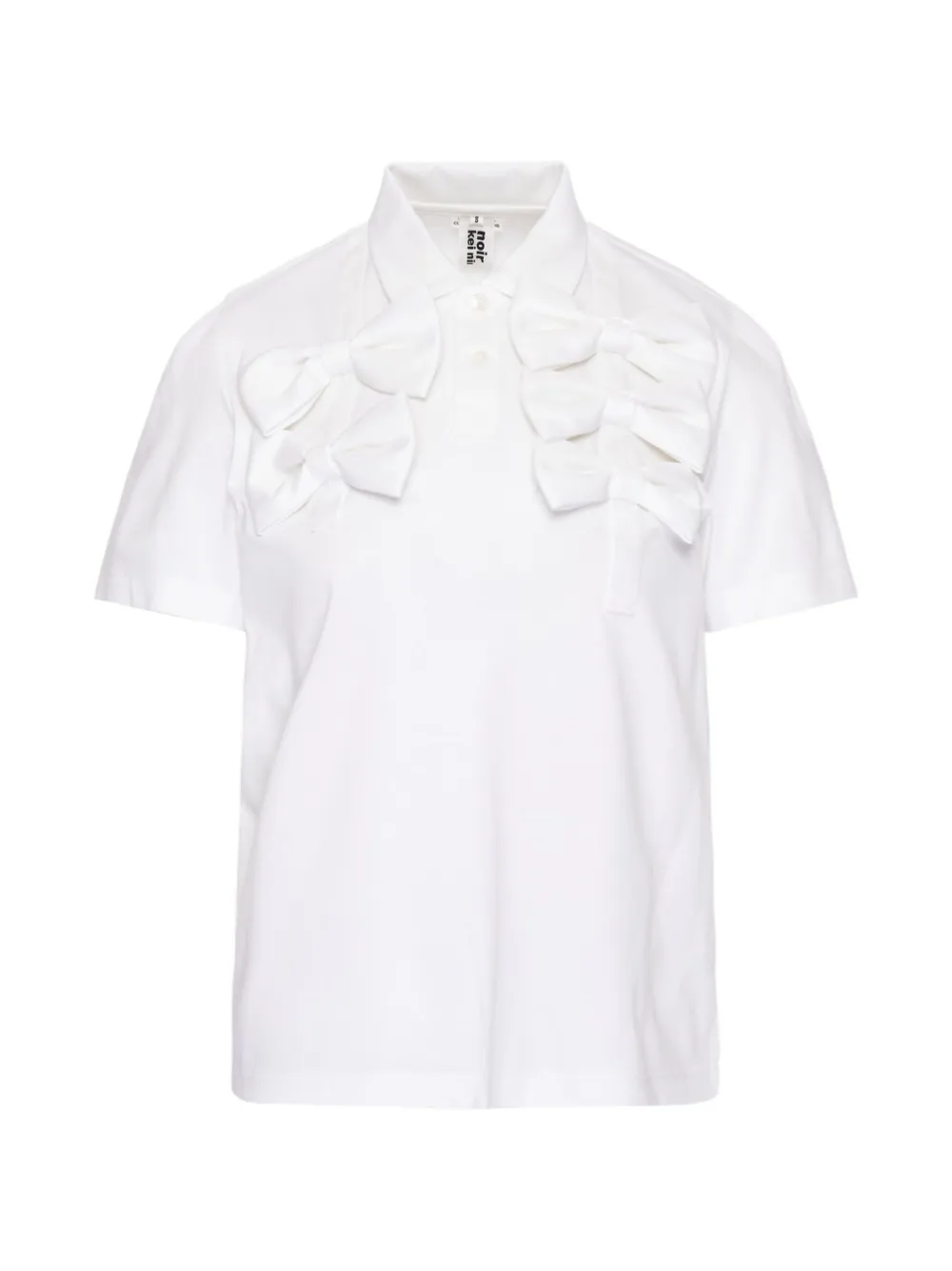 Noir Kei Ninomiya bow-embellished polo shirt - Bianco