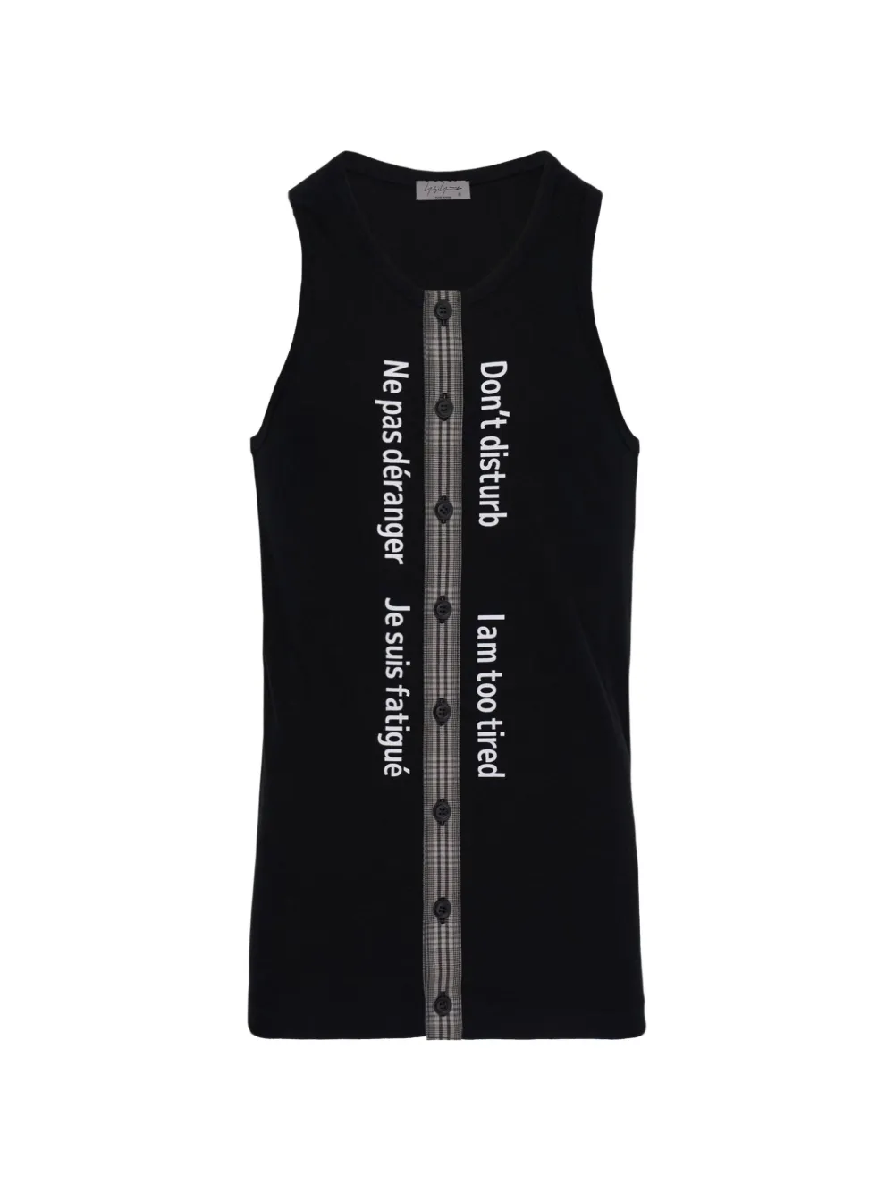 Yohji Yamamoto slogan-print tank top - Nero