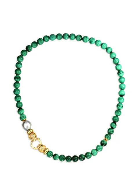 OBSIDIAN malachite beaded necklace