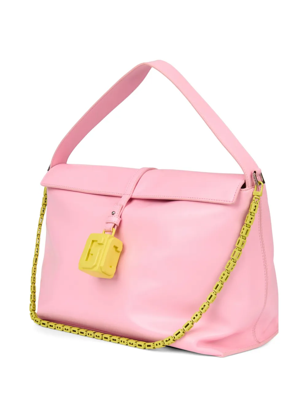 GCDS Mega Comma schoudertas met schakelketting en logoplakkaat Roze