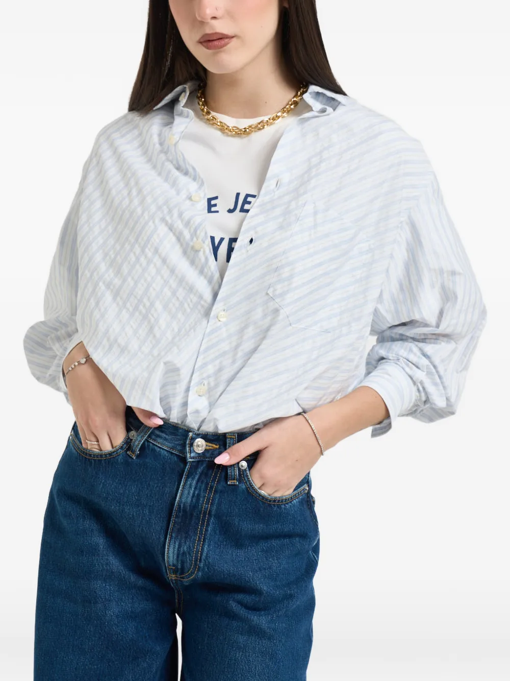 Roy Rogers striped long-sleeve shirt - Blu