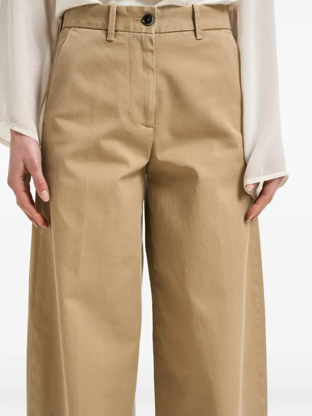 Nine In The Morning Broek met wijde pijpen Beige