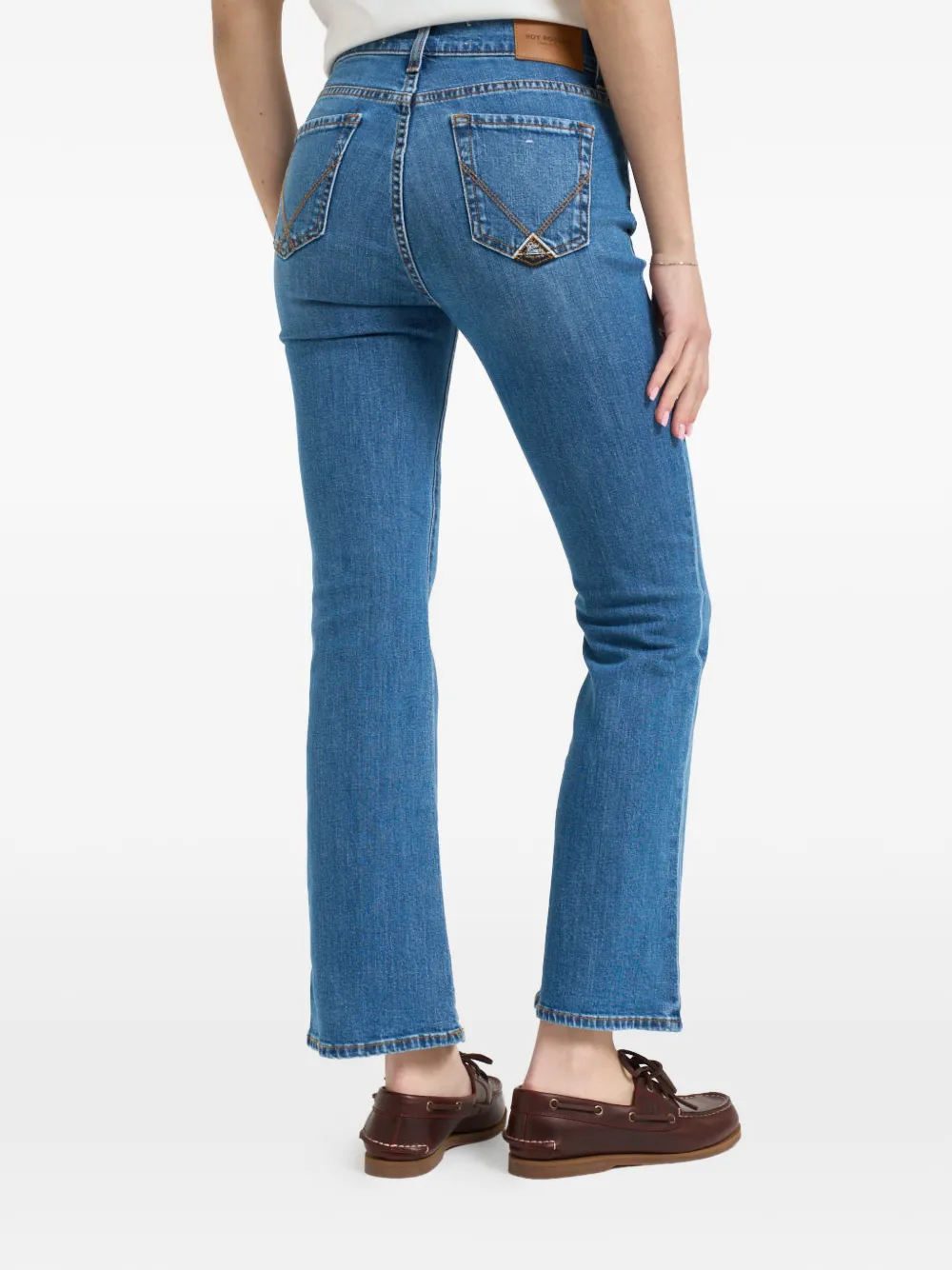 Roy Rogers Zadra flared jeans met stonewashed effect Bruin