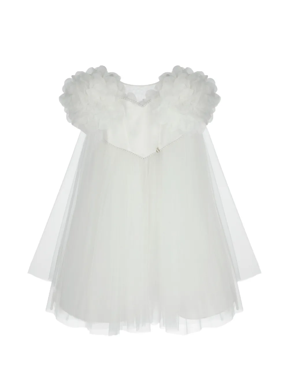 UNONA D'ART floral-appliqué dress - Bianco