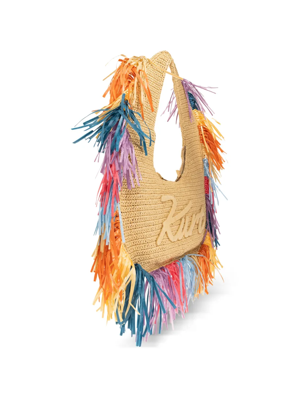 Kurt Geiger London Grote Kurt Hobo shopper met geborduurd logo en franje Beige