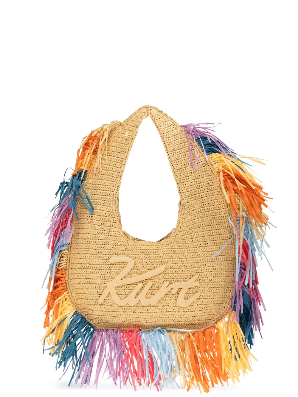 Kurt Geiger London large Kurt Hobo fringe-details logo-embroidered tote bag - Toni neutri