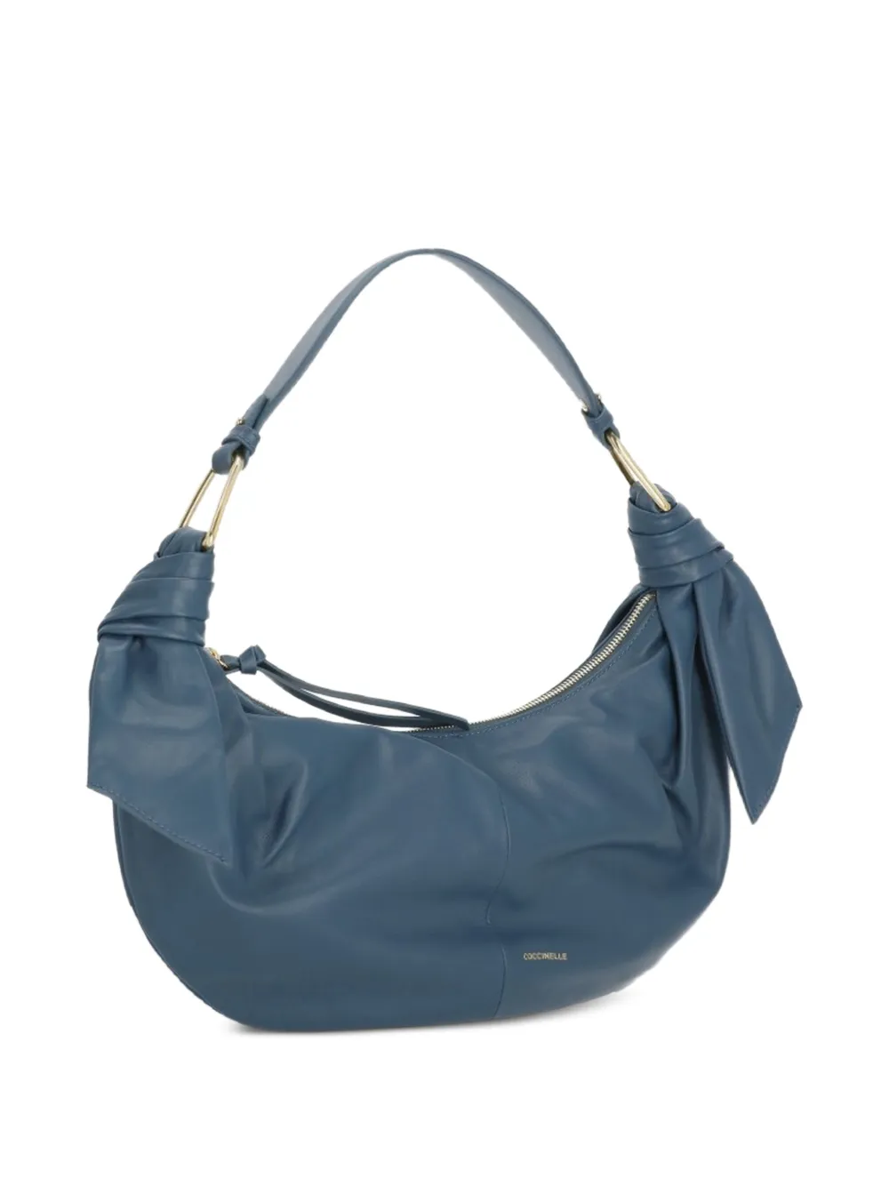 Coccinelle Furoshiki geknoopte leren schoudertas Blauw
