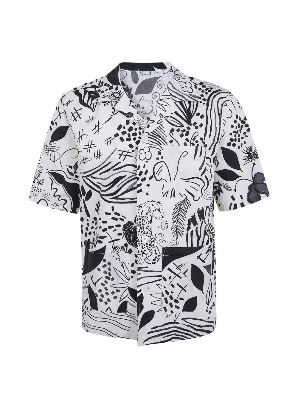 ASPESI animal-print cotton short-sleeve shirt - Weiß