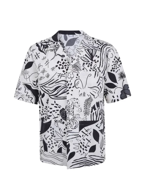 ASPESI animal-print cotton short-sleeve shirt
