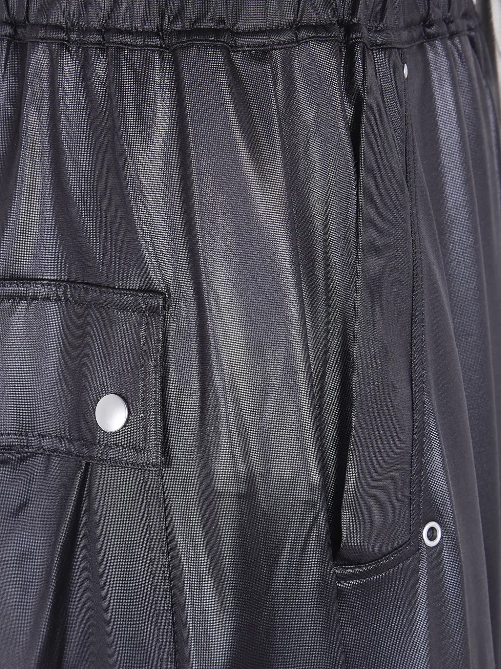 Rick Owens DRKSHDW Gecoate broek met trekkoord en wijde pijpen Zwart