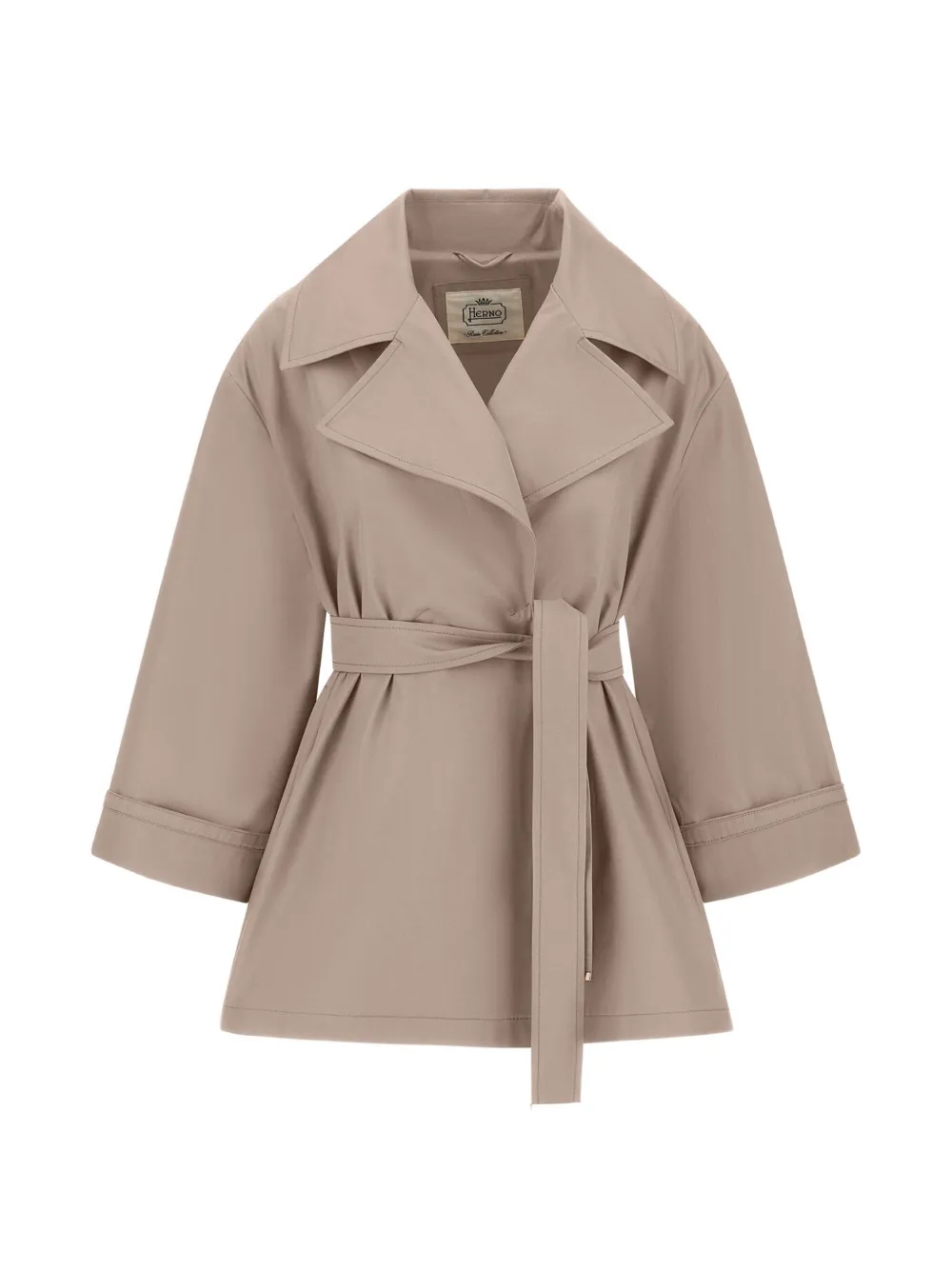 Herno Double-breasted Belt Raincoat In Neutral