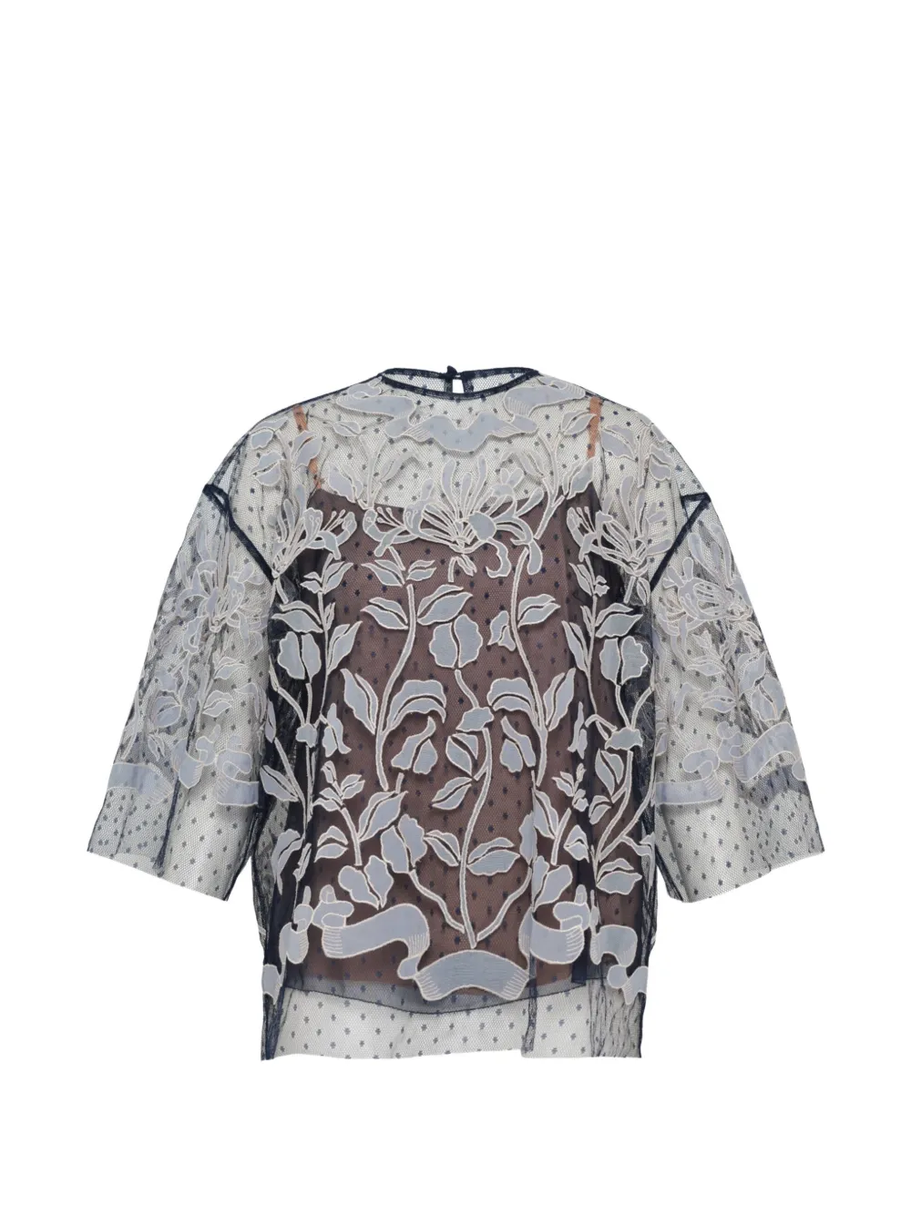 Biyan tulle embroidered layered top - Blu