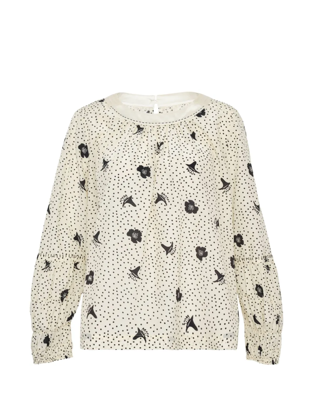 Renli Su long-sleeve pleated blouse - Toni neutri