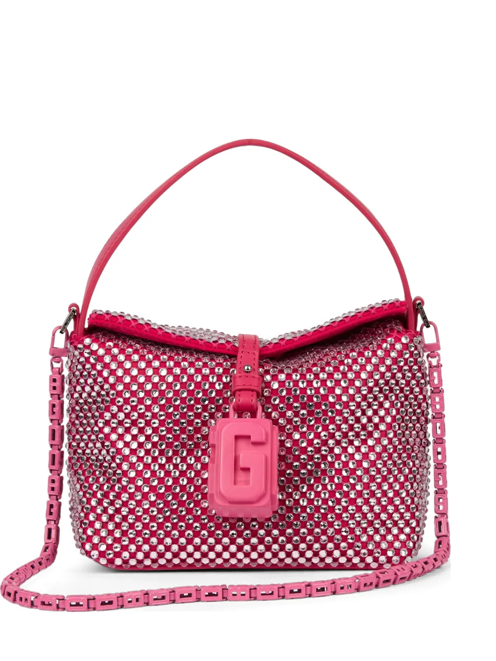 GCDS mini Mega Comma crystal-embellished G-Lock clutch bag - Rosa