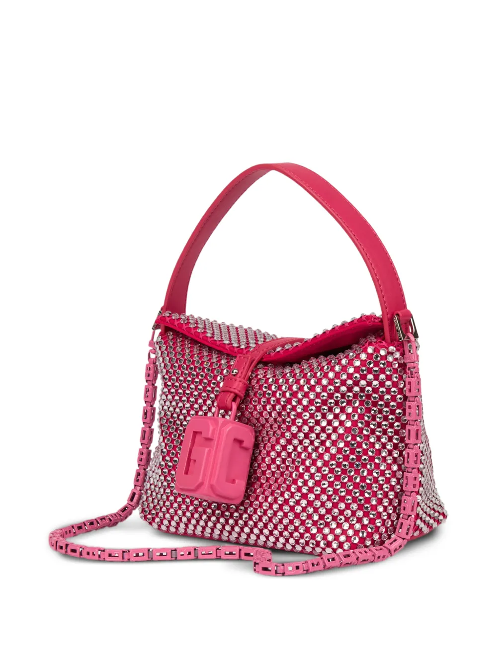 GCDS Kleine Mega Comma clutch verfraaid met kristallen en G-Lock Roze
