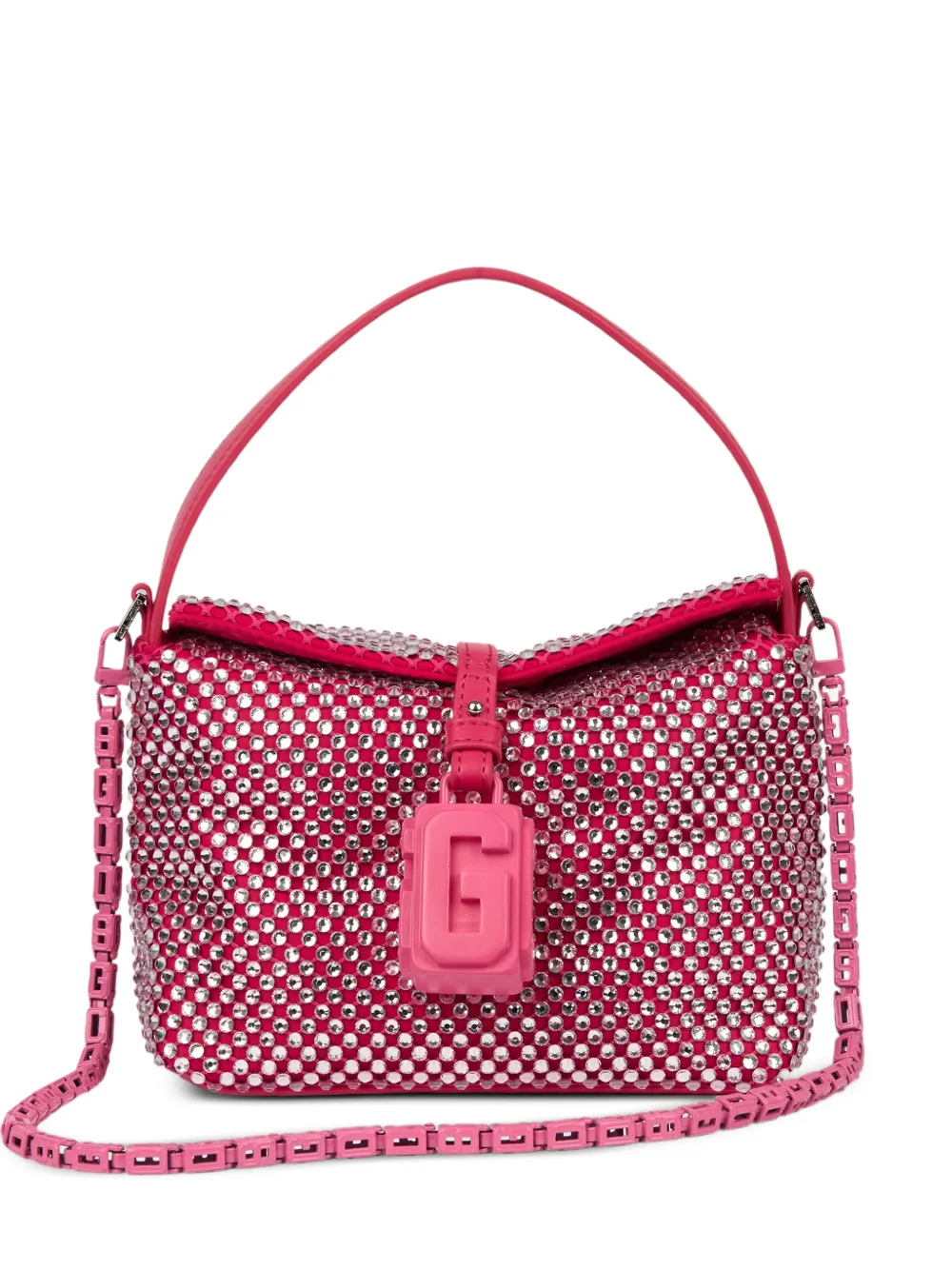 GCDS mini Mega Comma crystal-embellished G-Lock clutch bag - Pink