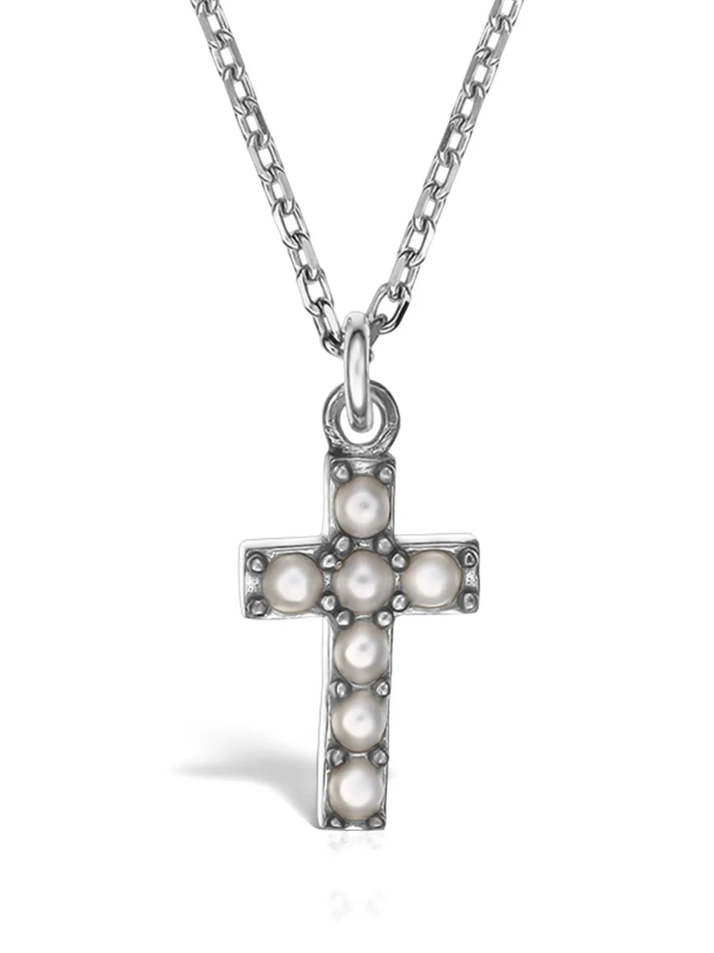 OBSIDIAN cross necklace - Argento
